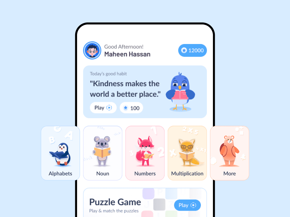 Kiddz Learn- Development of a kids learning app